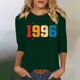 thumbnail image 2 of Vintage T Shirts For Women Crew Neck 3/4 Sleeve Print Pullover Tops Casual Stylish Comfy 1996 Graphic Tees (M, Green), 2 of 4