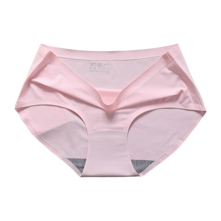 

HEVIRGO Stretch Women Briefs Exquisite Workmanship Ice-silk Sexy Mid-rise Women Underwear Underpants for Sleeping