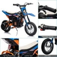 thumbnail image 3 of 24V Kids Dirt Bike Electric, 250W Ride on Motorcycle, 13.6 MPH Fast Speed Motocross, Leather Seat Off-Road Motorcycle, Twist Grip, Metal Suspension, Air-Filled Tires, for Kids Teens Age 8+ (Blue), 3 of 6