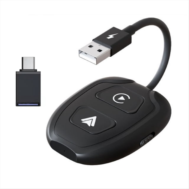 Adaptateur Voiture Sans Fil Carplay&Android Auto Box 2en1 Filaire vers Dongle Sans Fil Plug&Play Carplay Android Auto AI Box, 1 * Adaptateur Carplay Box 1 * Adaptateur interface, Blanc