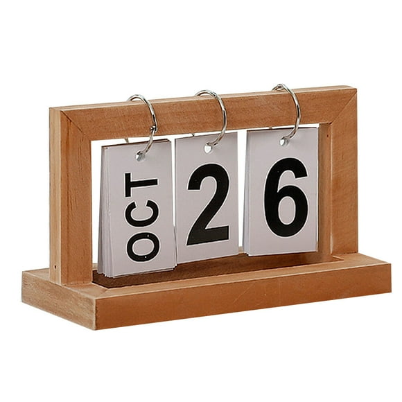 KAKOWELY Creative Calendar Page Turning Calendar Delicate Desktop Calendar Vintage Date Display Adornment for Home Office (Khaki),8.07X"X3.54"X4.72"