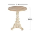 thumbnail image 3 of LiviNest Round Accent Table: Solid Wood Top with MGO Base - Compact 23.5 Inch Rustic Pedestal Table for Small Space Living Room & Home Office Decor, 3 of 6