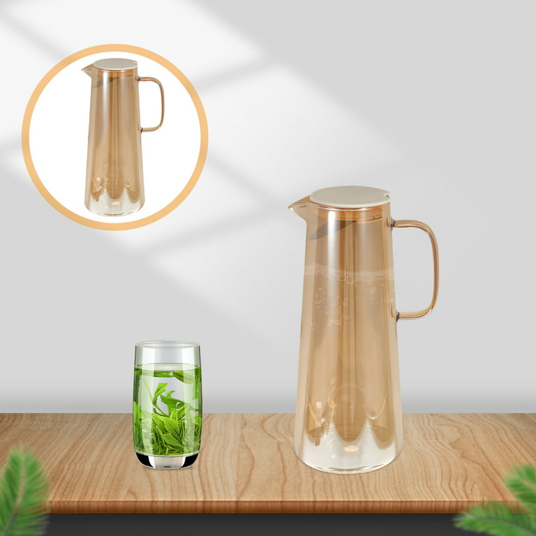 Beverage Serving Pitcher Cooling Water Kettle Glass Pitcher Glass Juice Pitcher with Filter Lid, Size: 6.69x5.919.06in, Other