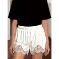 thumbnail image 6 of LMLYSoH Women's Mini Shorts Lace Patchwork Drawstring Elastic Waist Casual Summer Lounge Shorts, 6 of 9