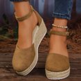 thumbnail image 2 of Closed Toe Espadrilles for Women Platform Wedge Sandals Comfortable Suede Ankle Strap Dressy Wedges Heels Brown Size 7, 2 of 7