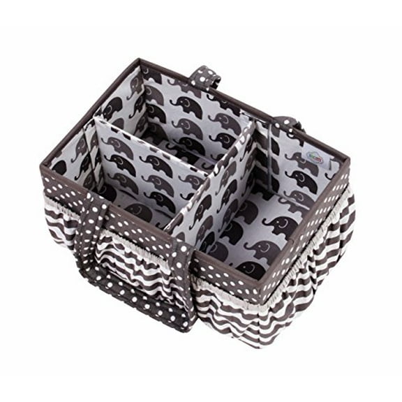 Bacati - Nursery Storage Caddy Elephants White/Grey