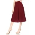 thumbnail image 5 of Women's Solid Flared Lightweight Elastic High Waist Midi A-line Skirt, 5 of 7
