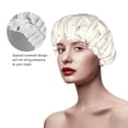 thumbnail image 3 of YFYANG Women's Double Waterproof Shower Cap, Beige Simple Flower Pattern Reusable Hair Cap for All Hair Styles and Head Sizes, 3 of 6