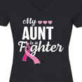 thumbnail image 4 of Inktastic Breast Cancer Awareness My Aunt is a Fighter Women's V-Neck T-Shirt, 4 of 5