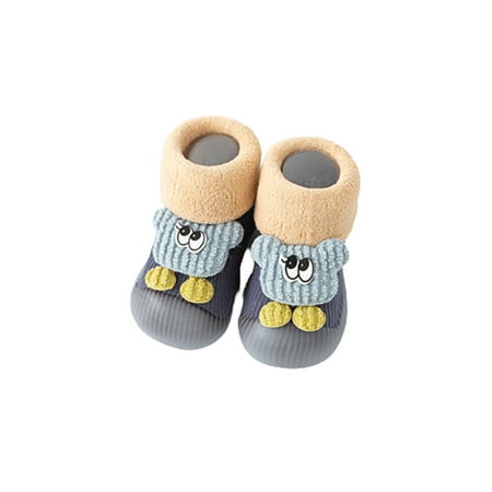 

Binmer Baby Toddler Shoes Soft Bottom Autumn And Winter Non-Slip Baby Children Plus Velvet Thick Warm Floor Socks Shoes
