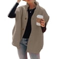 thumbnail image 2 of Fall Winter Women Casual Loose Fleece Vest Oversize Button-up Sherpa Vest Jacket, 2 of 6
