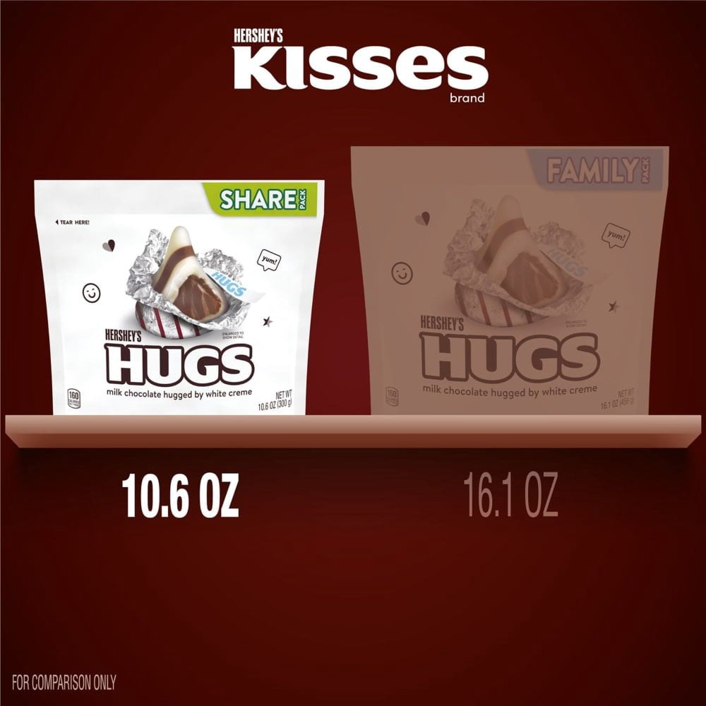 HERSHEYS HUGS Milk Chocolate and White Creme Candy Share Pack 10.6 oz - Pack of 2 & Lotus Biscoff Cookie - 0.2 Oz - 1 ct