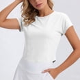 thumbnail image 5 of Purcolt Womens Crop Athletic Tops Lightweight Casual Crewneck Short Sleeve Cross Cut Out Back Shirts Comfort Loose Fit Sport Tee Shirt for Workout Running Gym, 5 of 8