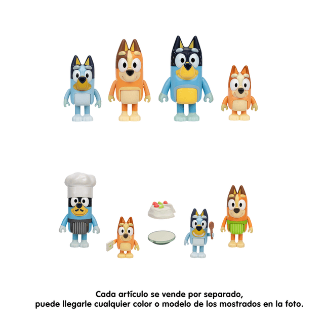 Juguete 4 Figuras básicas Familia de Bluey. Varios modelos 1 pieza.