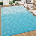 thumbnail image 2 of Garvee 9'x12' Waterproof Outdoor Rugs Modern Solid Plastic Straw Rugs, Reversible Outdoor Camping Carpet for Porch Deck Backyard Balcony, Blue, 2 of 7