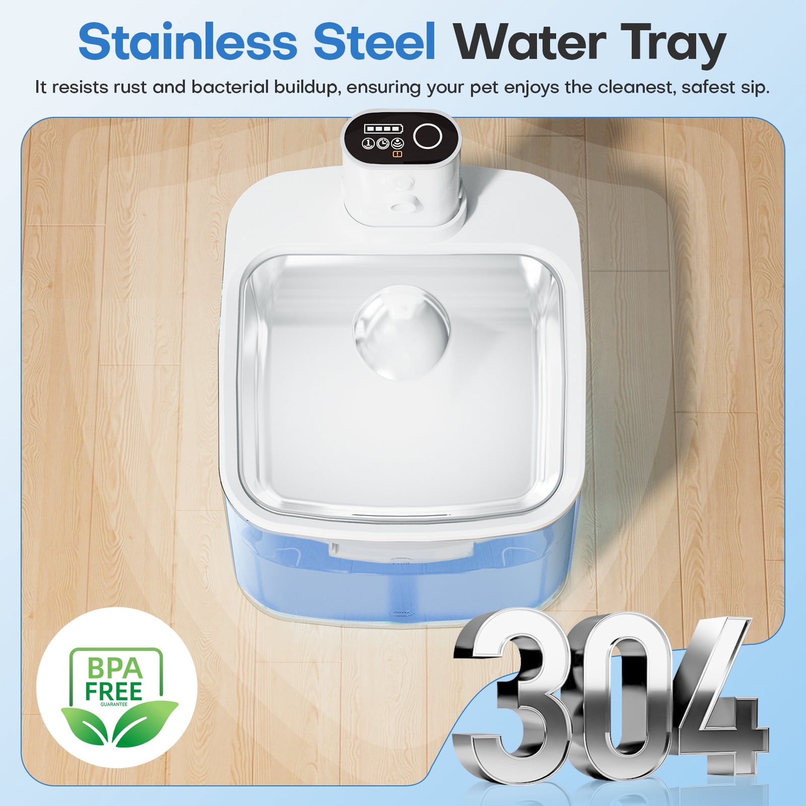 HUTACT 3.2L Wireless Cat Water Fountain, 4000mAh Pet Water Fountain Rechargeable, Stainless Steel Tank, 3-Mode Quiet Pet Water Bowl with 3 Filters for Cats Dogs