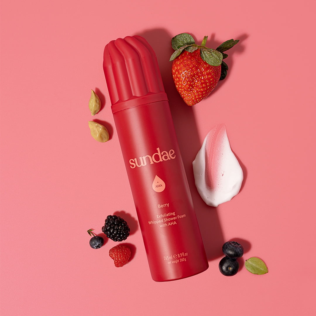 Sundae Whipped Shower Foam Exfoliating AHA Berry for All Adult Skin Types