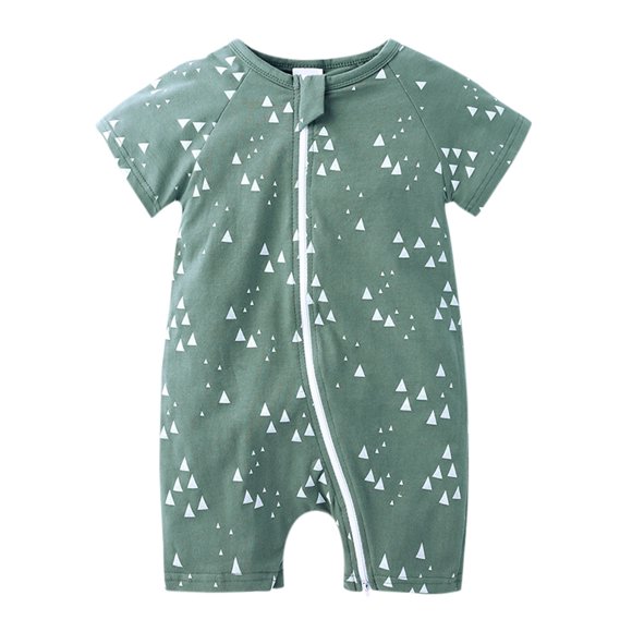 Xuewenshw Summer Baby Short Sleeved Baby Baby Print Double Zipper Men's Baby Crawl Suit Bodysuit Boy Babies