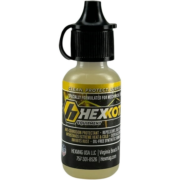 HEXKOTE Equipment Door Lock Hinge Garage Dry Lubricant 0.50 oz Dropper Bottle