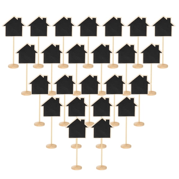 Uxcell 24Pcs Mini Chalkboard Signs with Easel Stand, Black (House Shape, 7.2"x3.1")
