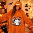 thumbnail image 7 of Halloween Pumpkin Oversized Wearable Blanket Hoodie Cozy Plush Lounger Robe, Cozy Warm Pullover Blanket for Adults Teens Movie Night Halloween Home Party Loungewear Gift, L, 7 of 7