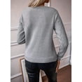thumbnail image 5 of Womens Trendy Casual Crewneck Long Sleeve Cable Knit Light-Weight Oversized Fall Sweaters Pullover Tops Gray M, 5 of 9