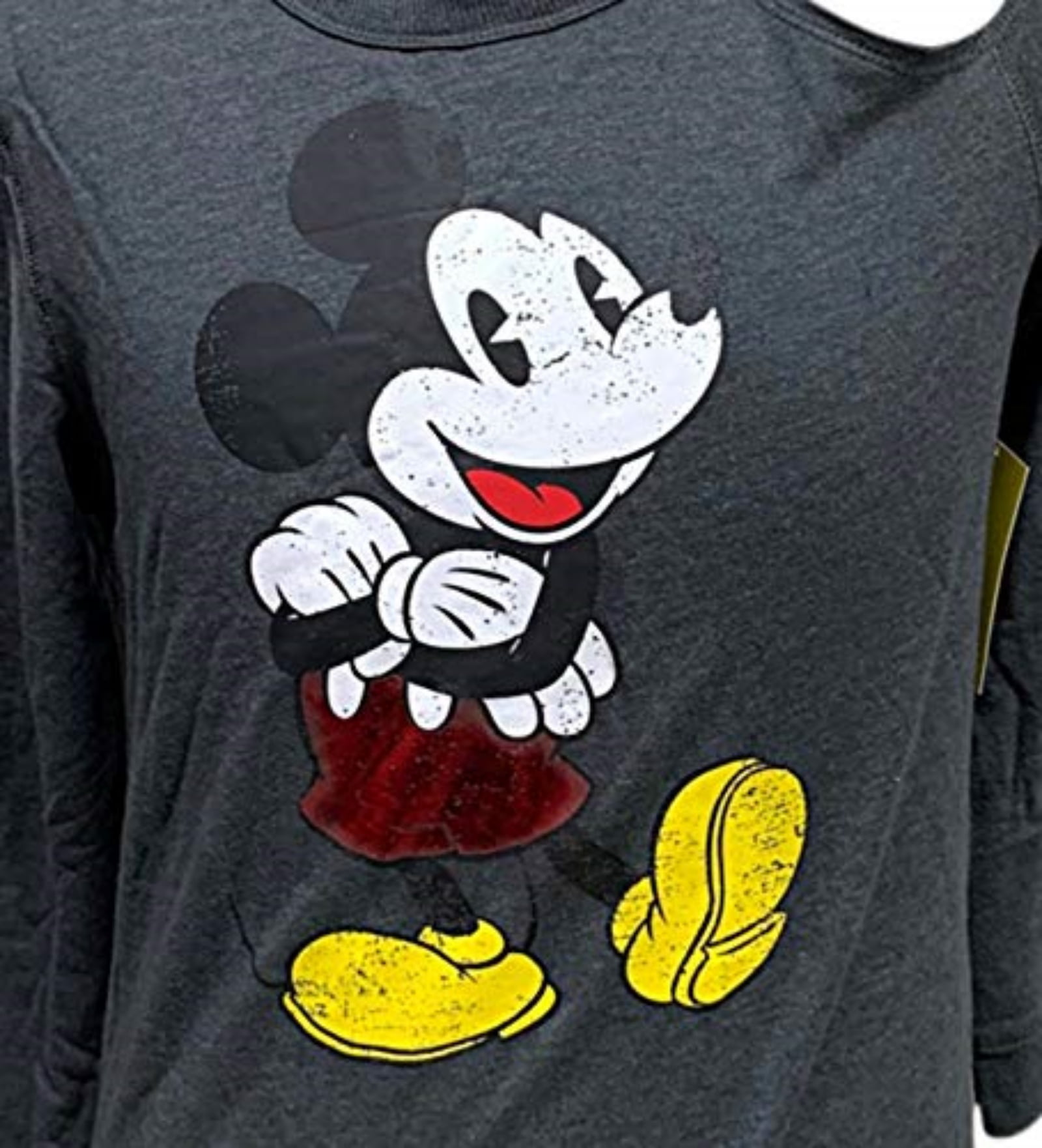 Disney Mickey Mouse Long Sleeve Pullover with Cut Out and Off The Shoulder Sweatshirt for Women Gray