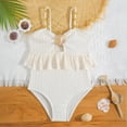 thumbnail image 6 of shoper Girls Swimsuits Size 14 Girls Swimsuit Design Texture Fabric Pure Color Bathing for Outdoor White 3-4 Years, 6 of 10