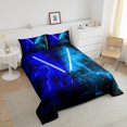 thumbnail image 3 of Erosebridal Ensembles de Literie Gaming Lightsaber Double avec Couette, Insert de Couette Néon Lightning, Décor Mode Moderne, Réversible, 3 of 8