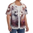 thumbnail image 2 of Balery White Red Cat Couple Camisa Casual de Manga Corta con Botones para Hombre, Texturizada, Estilo Cubano, para Playa, Verano-4X-Large, 2 of 5