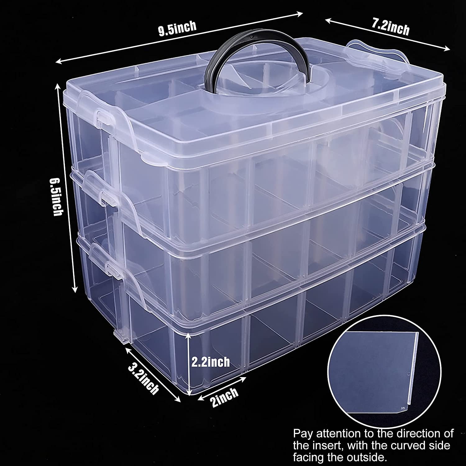 Advantus (6 Pack) 20oz Plastic Storage Containers with Dividers Lids Craft Desk Jewelry Organizer, Clear