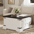 thumbnail image 4 of Winkalon Modern Farmhouse Coffee Table, Square Wood Center Table with Large Storage Space,White, 4 of 9