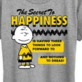 thumbnail image 3 of Peanuts - Secret To Happiness - Women's Short Sleeve Graphic T-Shirt, 3 of 6