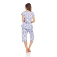 thumbnail image 3 of Lati Fashion Women Capri and Short Sleeve Top 2-Piece Female Pajamas Set Blue XL, 3 of 4