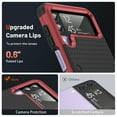 thumbnail image 3 of Armor Shockproof Case for Samsung Galaxy Z Flip 4, [Military Grade Anti-Drop] Rugged Hybrid Hard PC+Soft Silicone Heavy-Duty Tough Durable Hybird Protective Bumper Phone Case, Red, 3 of 8