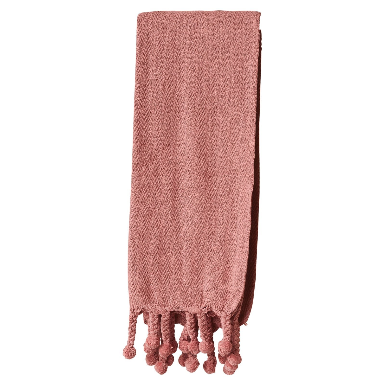 Cotton Throw with Pom Poms by 3R Studios