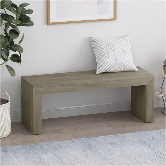 JERFIT Acacia Wood Dining Bench Light Gray Oak