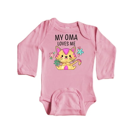 

Inktastic My Oma Loves Me with Cute Kitten and Flowers Gift Baby Boy or Baby Girl Long Sleeve Bodysuit