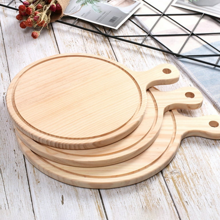 SPRING PARK Pizza Board or Pizza Cutting Board - Round Charcuterie Board or  - Round Cutting Board with Handle- Wood Grain Pizza Paddle Pizza Peel Non  Scratch No Scoring Scratch Resistant 