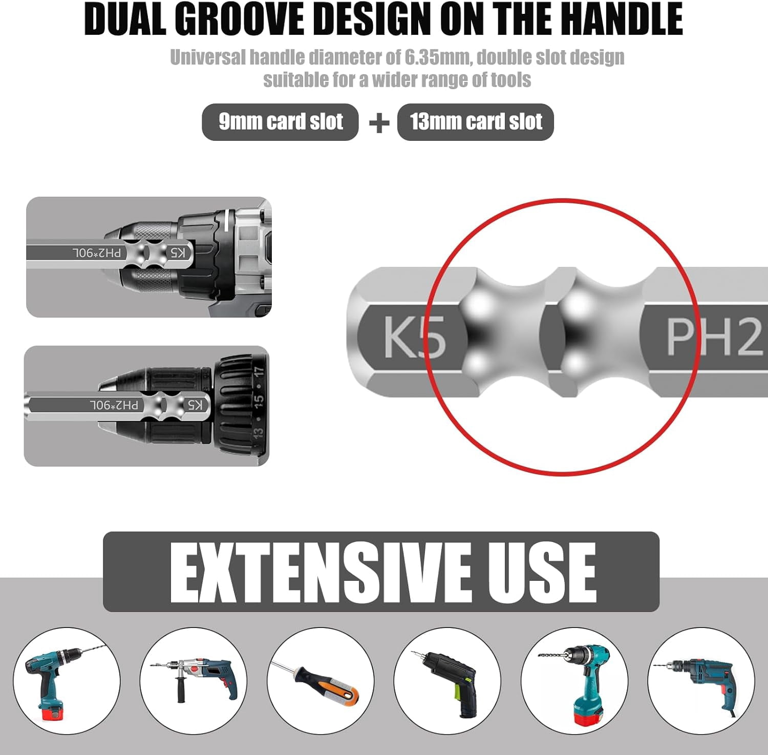 FRKSMD-24 Pcs Impact Screwdriver Bits, Alloy Nonslip Teeth Phillips Screwdriver Bit Set-1/4in Shank, Magnetic Long Drill Bits, Magnetic Drill Bit Set for Electric Screwdrivers 25+50+65+70+90+150mm