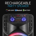 thumbnail image 4 of Audiobox ABX-214R Altavoz Bluetooth portátil dual de 12 pulgadas, ligero pero ruidoso con graves, luces de fiesta RGB, micrófono inalámbrico, controles de volumen, agudos y graves, 37 pulgadas de alto, 4 of 5