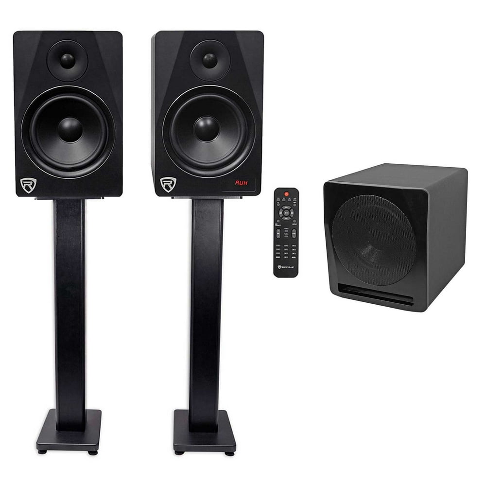 (2) Rockville HTS8B 8" 1000 Watt Bluetooth Home Theater Speakers