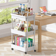 thumbnail image 6 of 3-Tier Utility Rolling Cart,RLUETIME Mobile Utility Cart with Drawer,Makeup Organizer Cart, White, 6 of 12