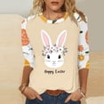 thumbnail image 2 of Inverlee Easter Tshirts for Women Cute Bunny Eggs Graphic Tees Loose Fit 3/4 Sleeve T Shirts Blouses Work Crewneck Dressy Casual Tops, 2 of 6
