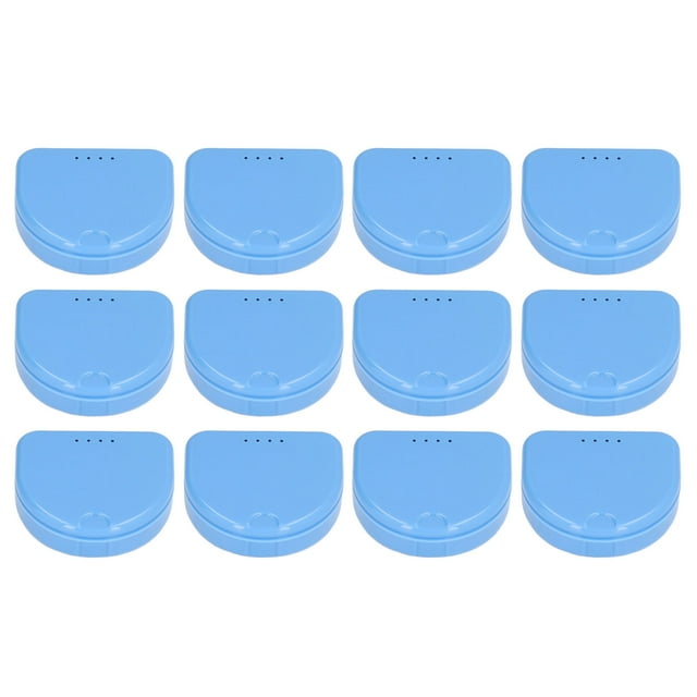 Caja de plástico para dentaduras postizas, 12 unidades, para retenedores de ortodoncia dentales, estuche compacto de almacenamiento.