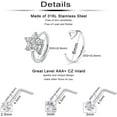 thumbnail image 3 of Briana Williams 20G Surgical Steel Nose Rings Hoop Paved CZ Flower Nose Piercing Jewelry, 3 of 8