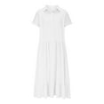thumbnail image 4 of Sakmal Shirt dresses Womens V Neck Short Sleeve Maxi White Dresses ,Sizes S-5XL, 4 of 8