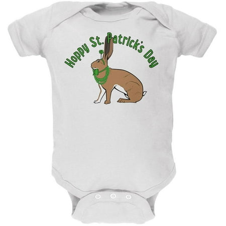 

St. Patrick s Day Irish Hare Rabbit Pun Soft Baby One Piece White 9-12 M