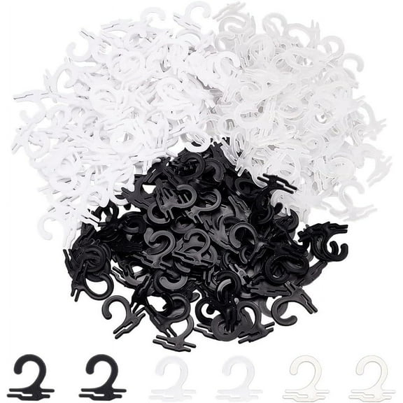 300 Pcs Plastic J Hooks 3 Colors: White Black Transparent - Sock Hanging Hooks