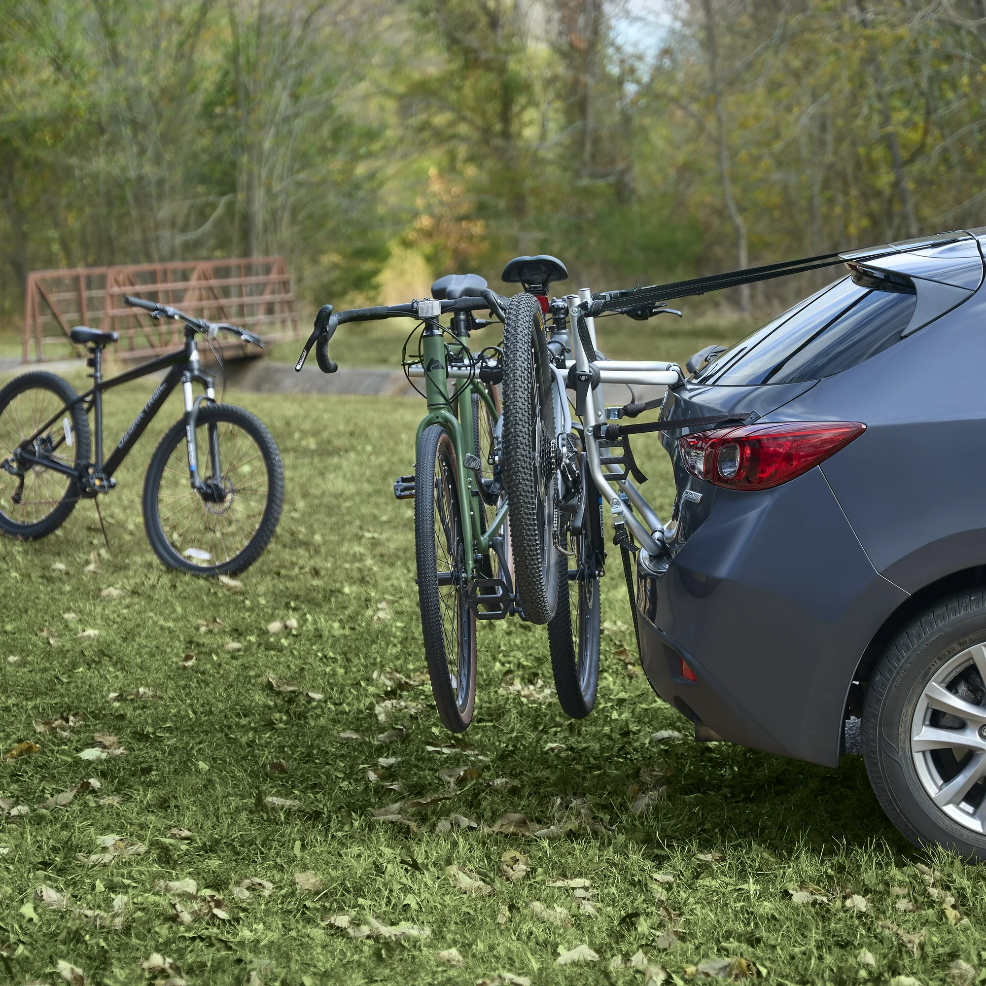 OZARK TRAIL 3-BICYCLE TRUNK BIKE RACK, ALUMINUM RACK CARRIER UP TO 99LBS, FIT FOR SEDANS, HATCHBACKS